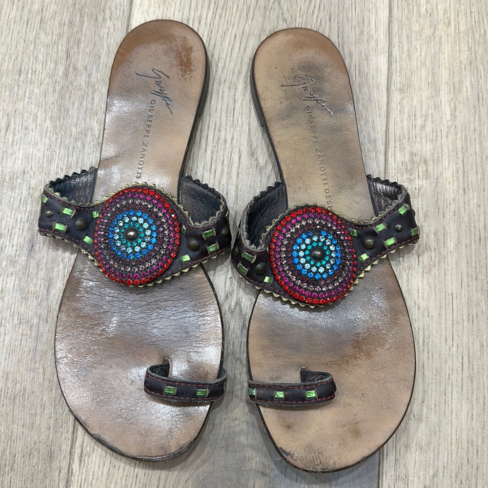 Giuseppe Zanotti Crystal Flat Sandals - 8